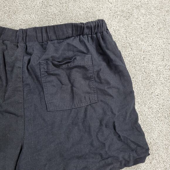 Briggs Womens Shorts Large Black Linen Blend Drawstring Elastic Waist Pull On - Picture 4 of 12
